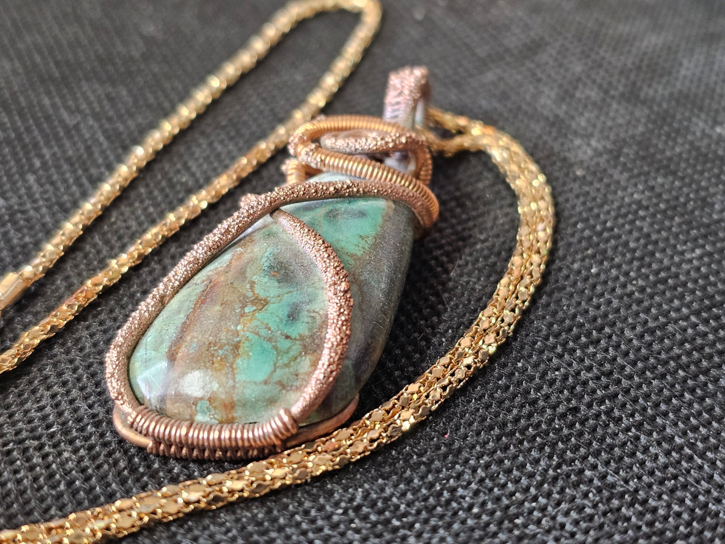 Electroformed Turquoise Copper Wire Wrapped Pendant | Ghost Mountain Minerals