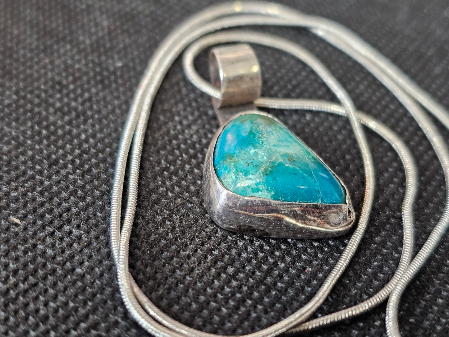 Bezel Set Turquoise Silver Pendant Necklace | Ghost Mountain Minerals