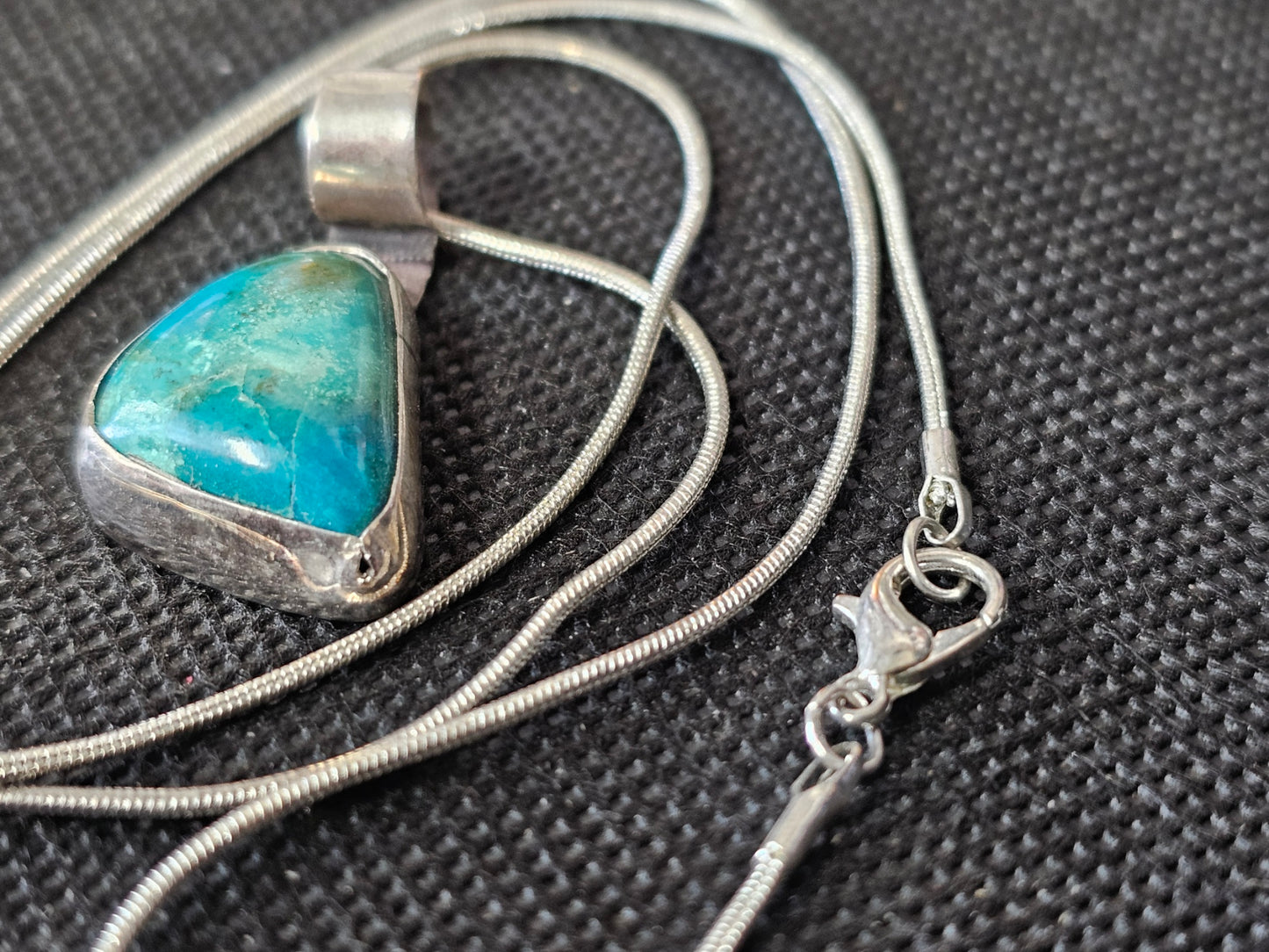 Bezel Set Turquoise Silver Pendant Necklace | Ghost Mountain Minerals