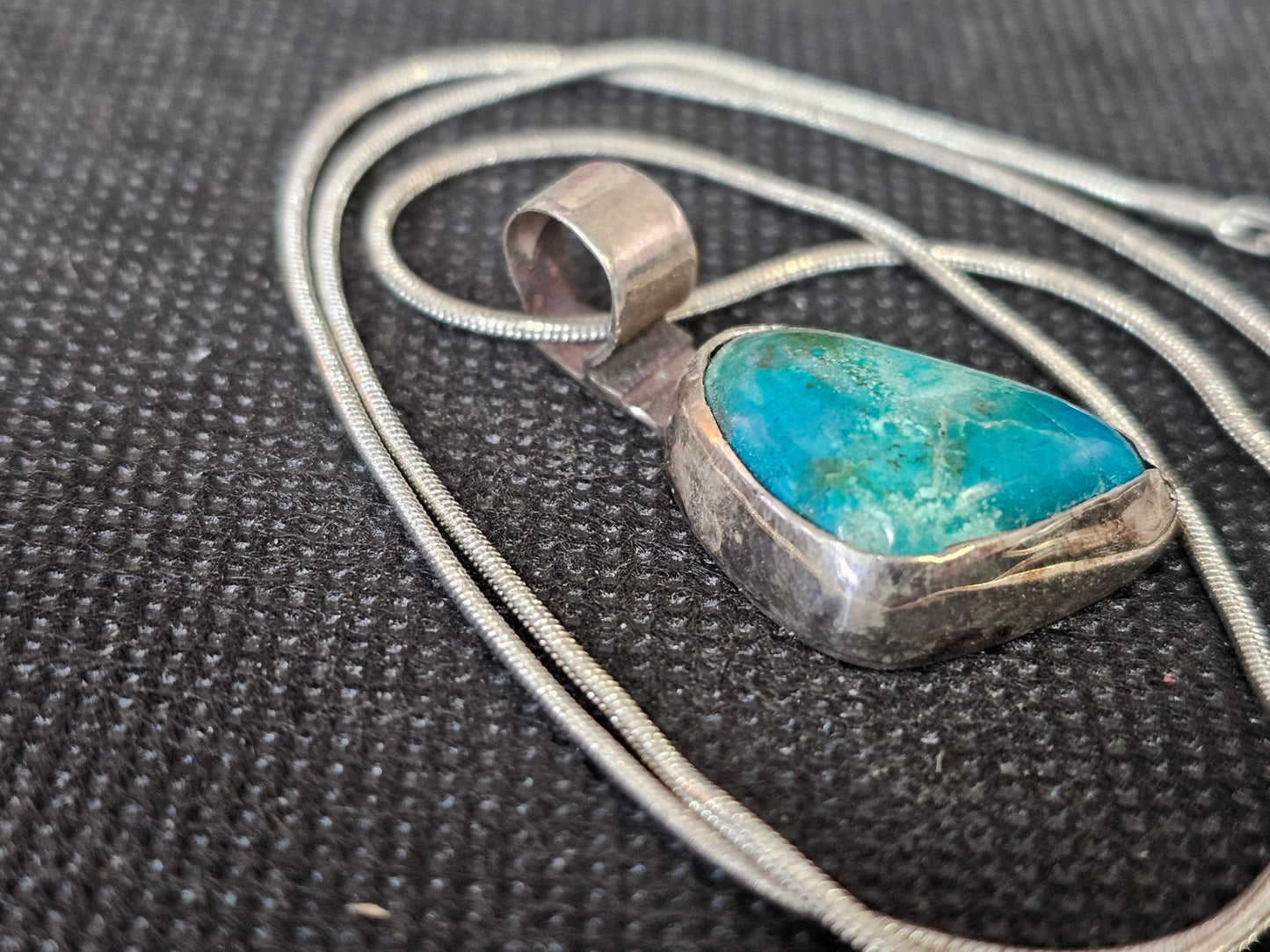 Bezel Set Turquoise Silver Pendant Necklace | Ghost Mountain Minerals