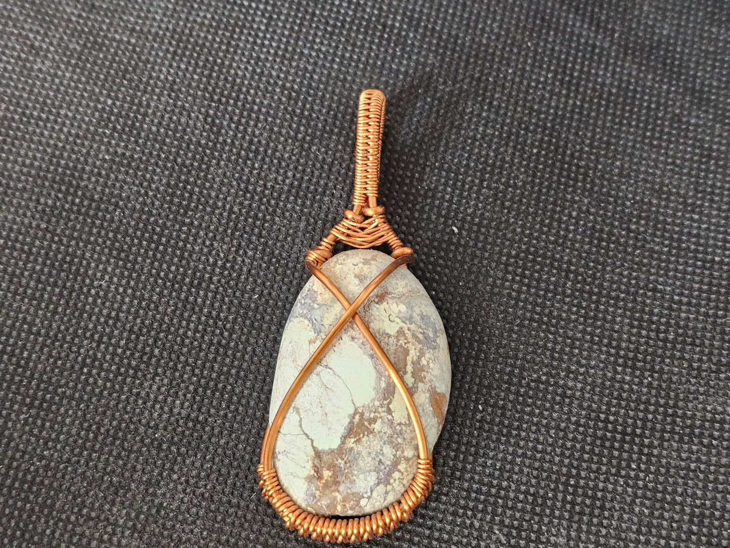 Copper Wire Wrapped Spotted Dick Turquoise Pendant | Ghost Mountain Minerals