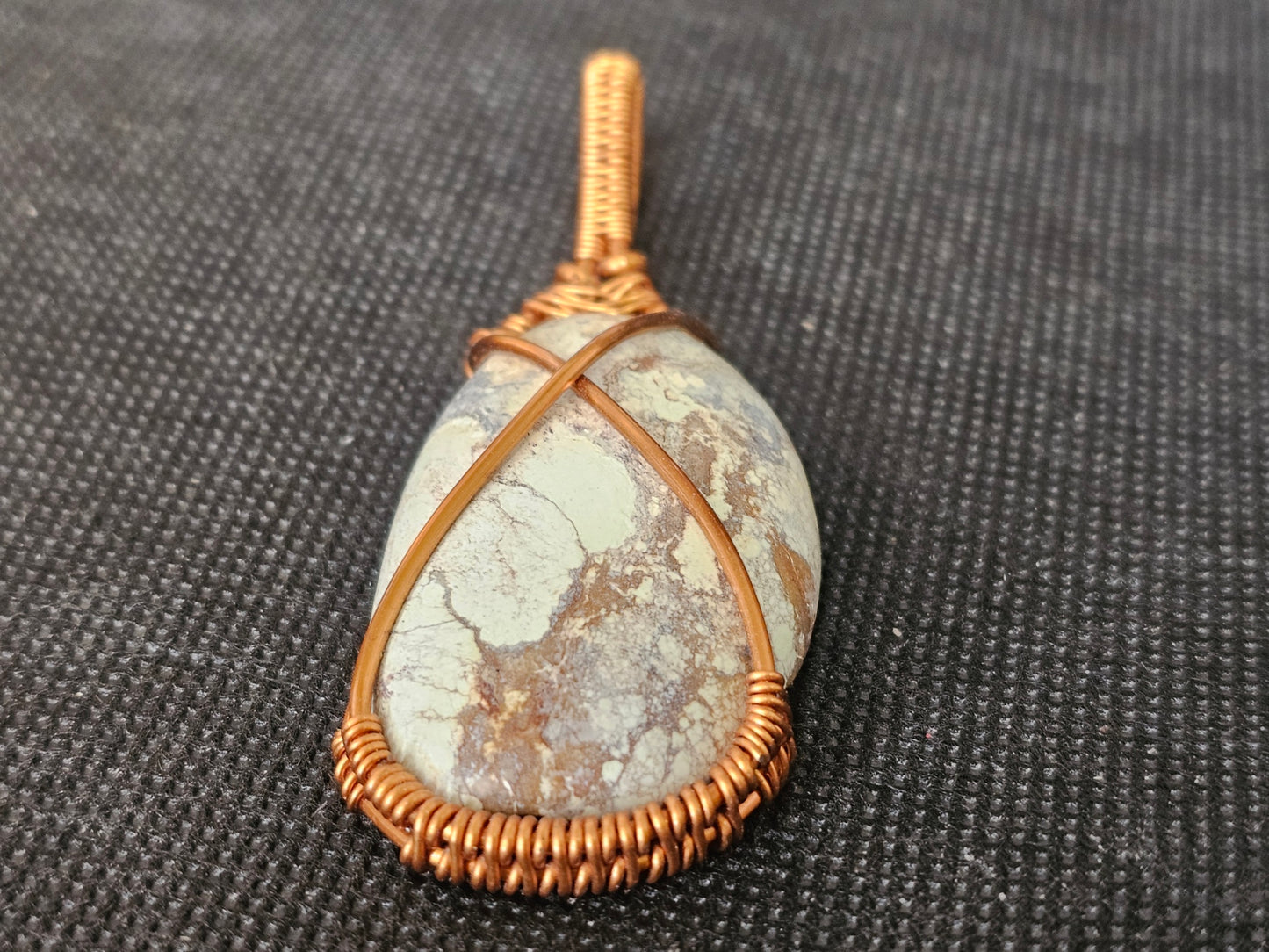 Copper Wire Wrapped Spotted Dick Turquoise Pendant | Ghost Mountain Minerals