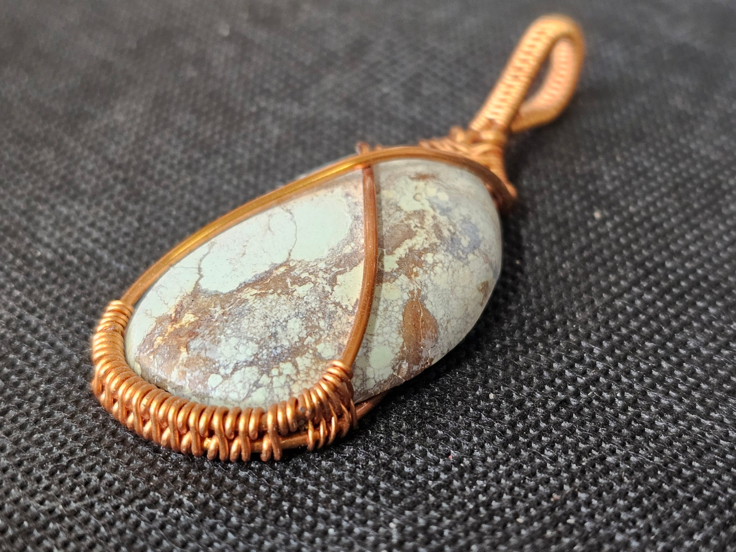 Copper Wire Wrapped Spotted Dick Turquoise Pendant | Ghost Mountain Minerals