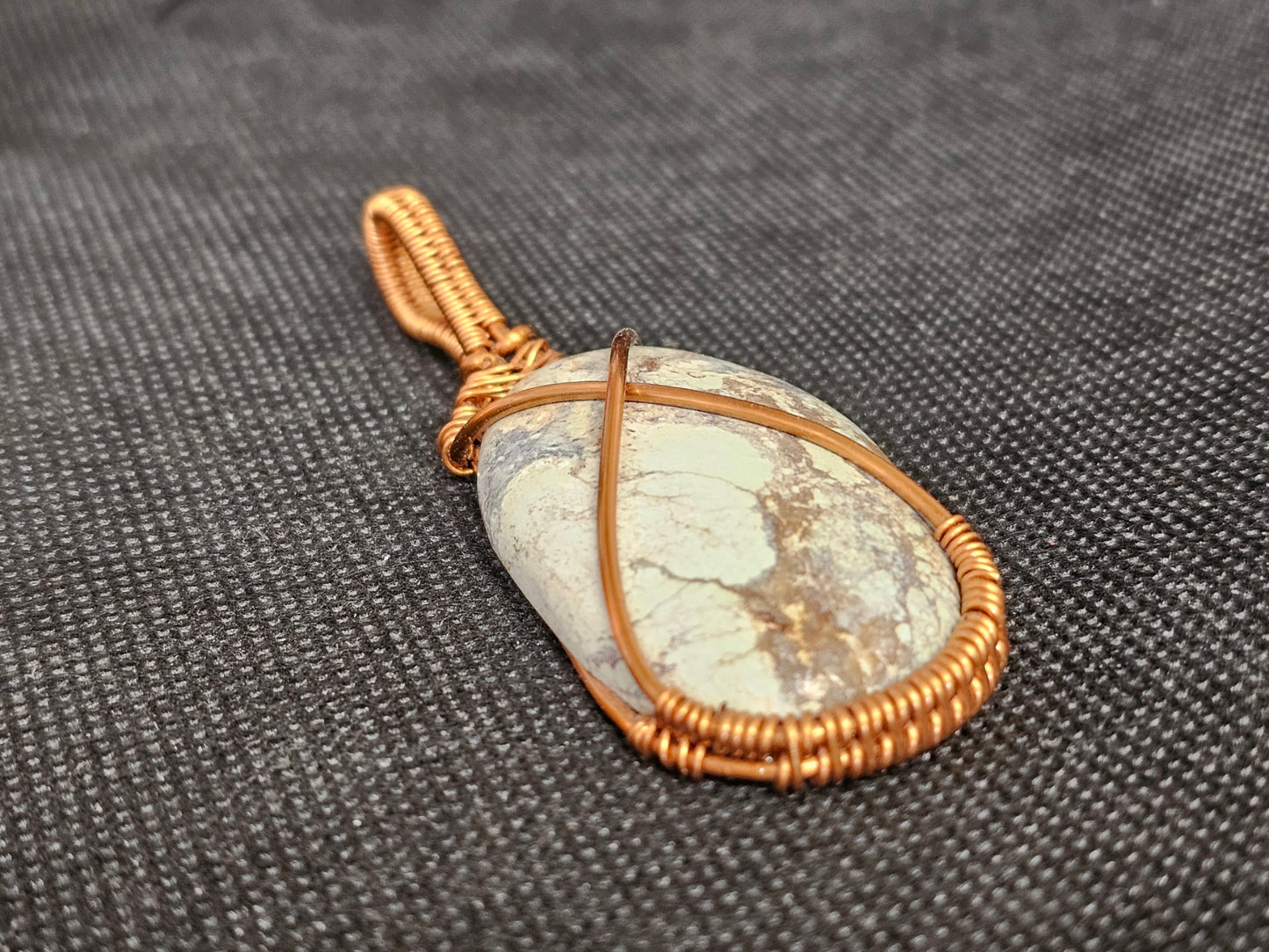 Copper Wire Wrapped Spotted Dick Turquoise Pendant | Ghost Mountain Minerals