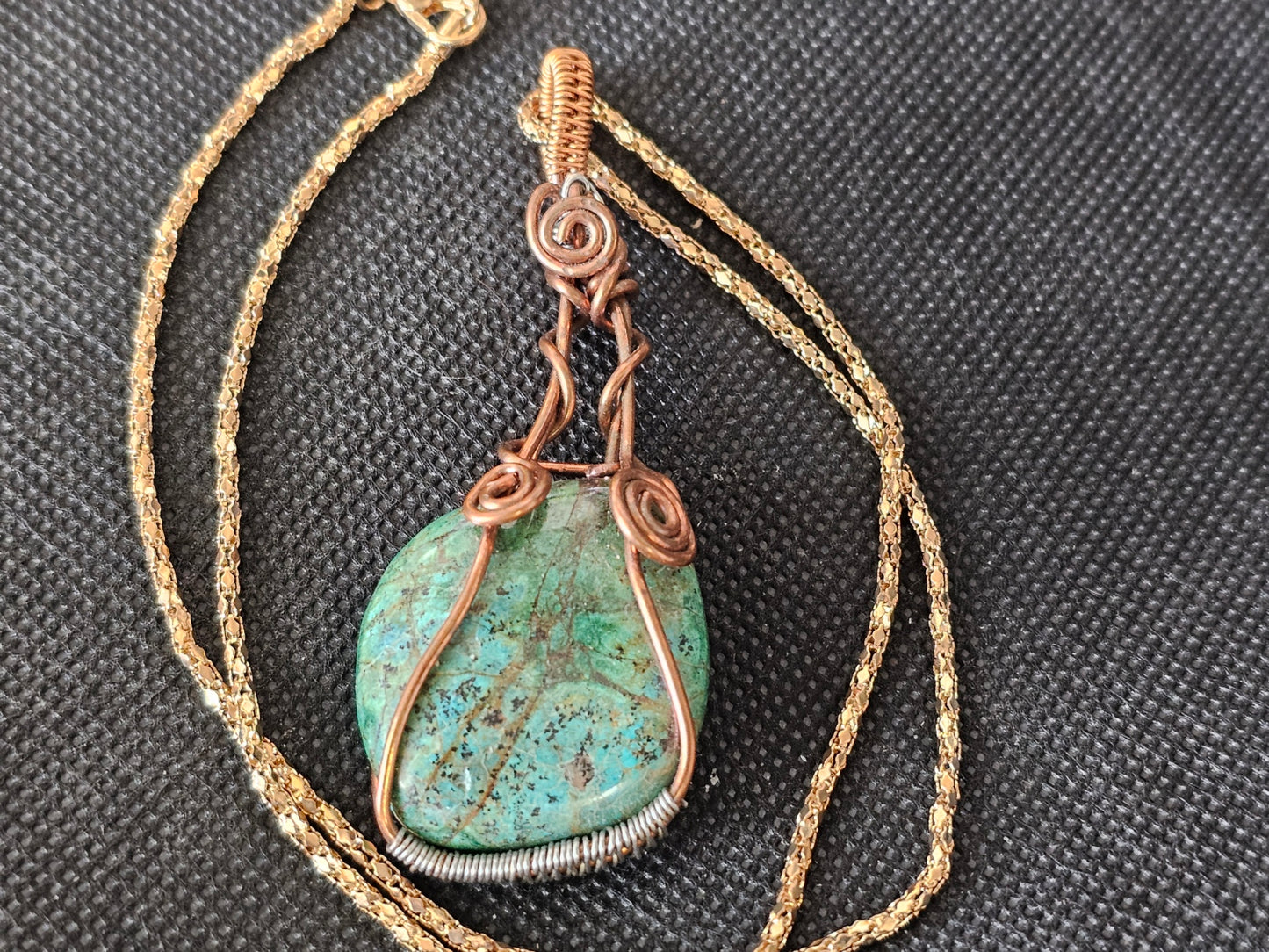 Copper & Silver Wire Wrapped Turquoise Pendant | Ghost Mountain Minerals