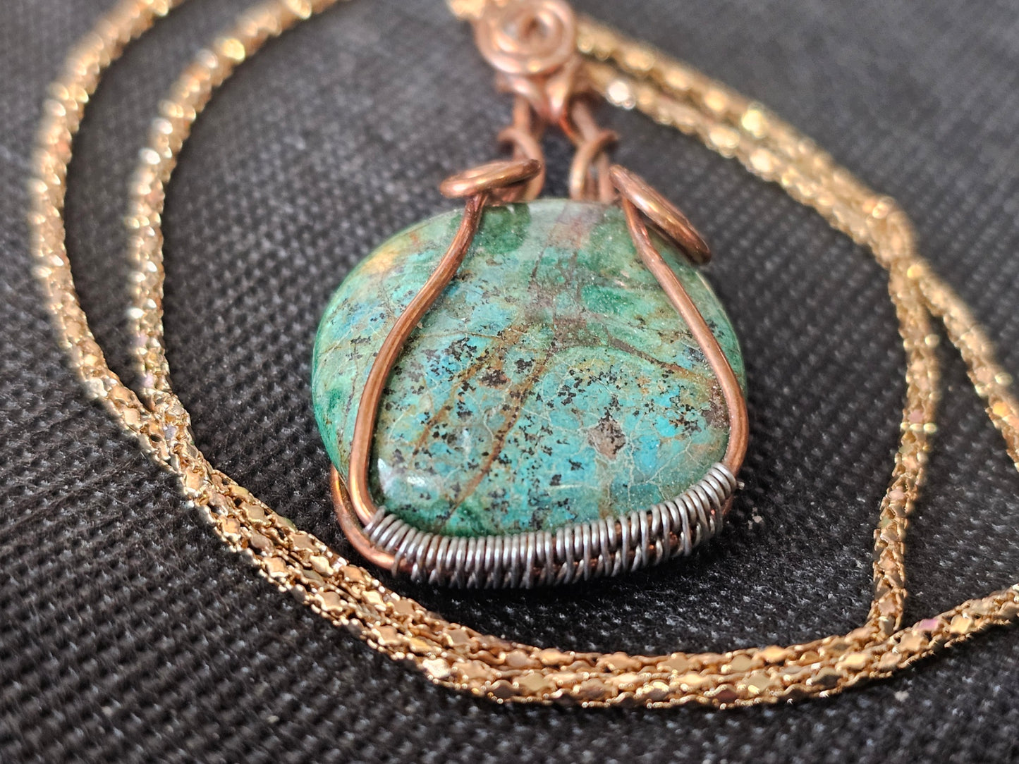 Copper & Silver Wire Wrapped Turquoise Pendant | Ghost Mountain Minerals