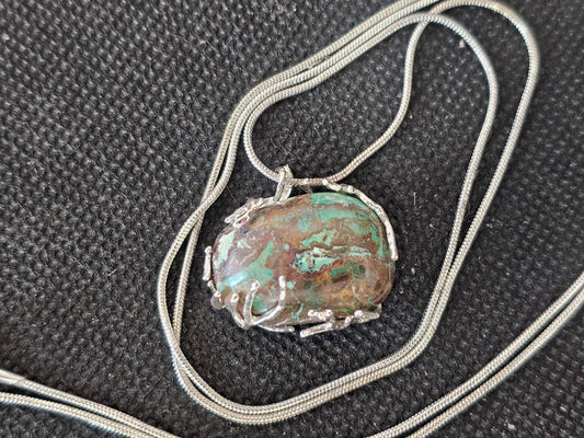 Silver Branch Wrapped Turquoise Pendant | Ghost Mountain Minerals - Ghost Mountain Minerals
