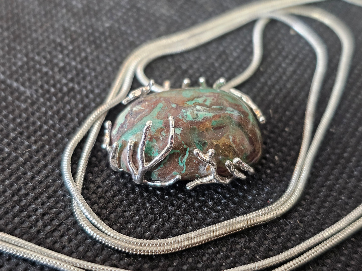 Silver Branch Wrapped Turquoise Pendant | Ghost Mountain Minerals