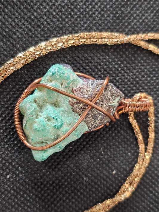 Copper Wire Wrapped Raw Turquoise Pendant | Ghost Mountain Minerals - Ghost Mountain Minerals