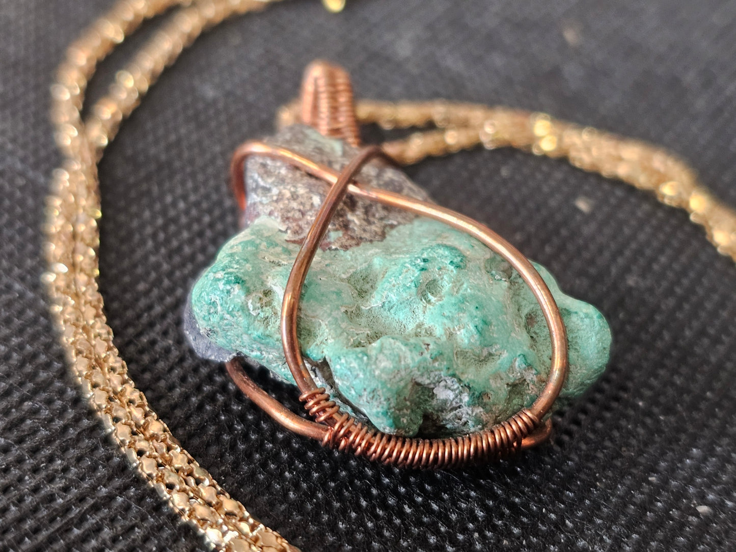 Copper Wire Wrapped Raw Turquoise Pendant | Ghost Mountain Minerals