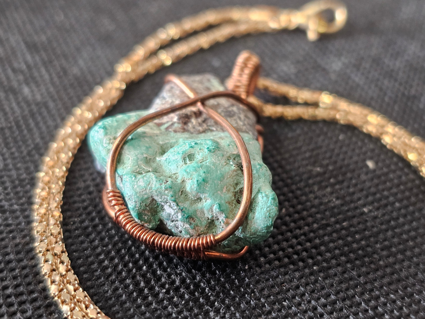 Copper Wire Wrapped Raw Turquoise Pendant | Ghost Mountain Minerals