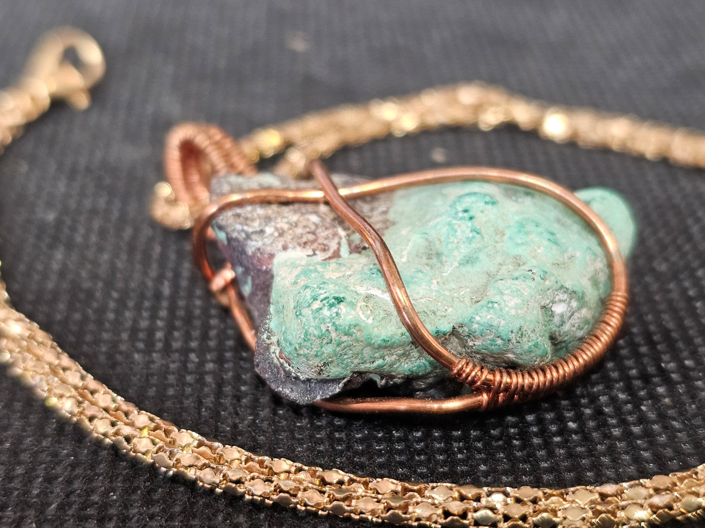 Copper Wire Wrapped Raw Turquoise Pendant | Ghost Mountain Minerals