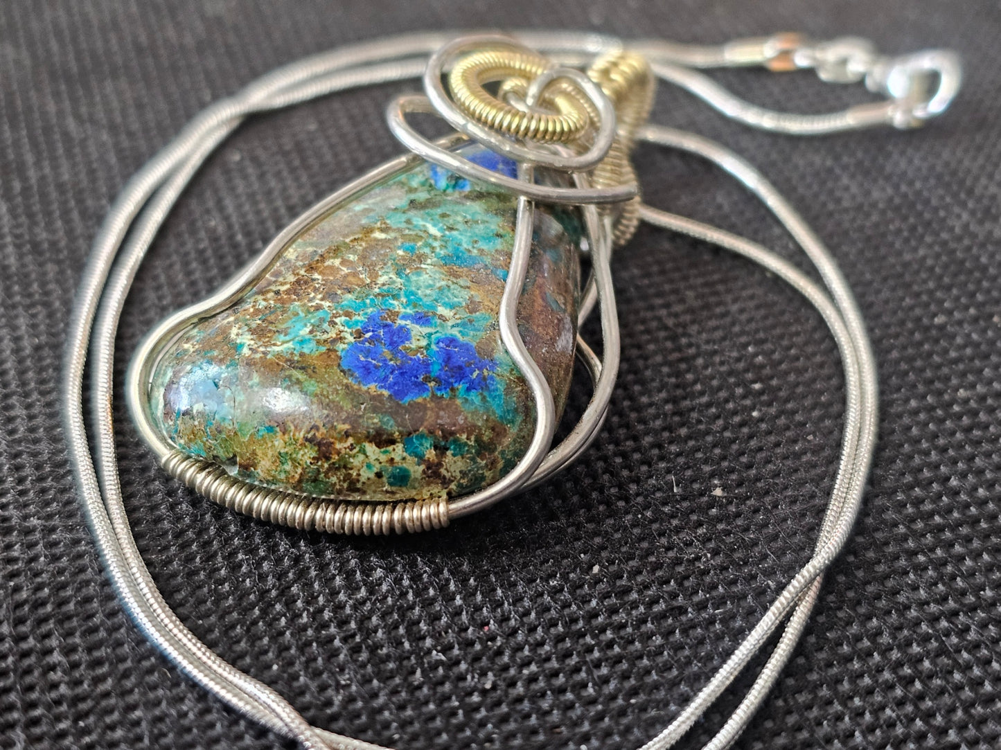 Silver & Gold Fill Wire Wrapped Turquoise Pendant | Ghost Mountain Minerals