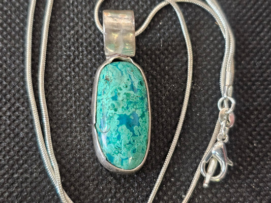 Sterling Silver Bezel Set Turquoise Pendant | Ghost Mountain Minerals - Ghost Mountain Minerals