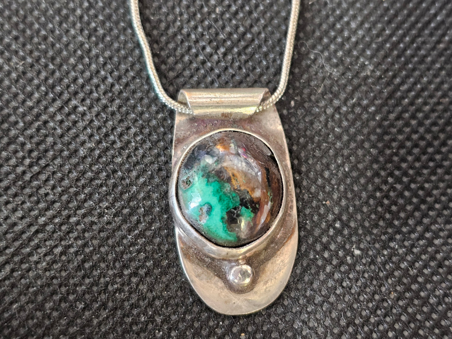 Sterling Silver Bezel Set Turquoise &amp; Malachite Pendant | Ghost Mountain Minerals
