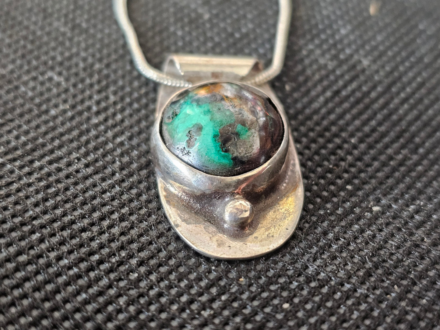 Sterling Silver Bezel Set Turquoise &amp; Malachite Pendant | Ghost Mountain Minerals