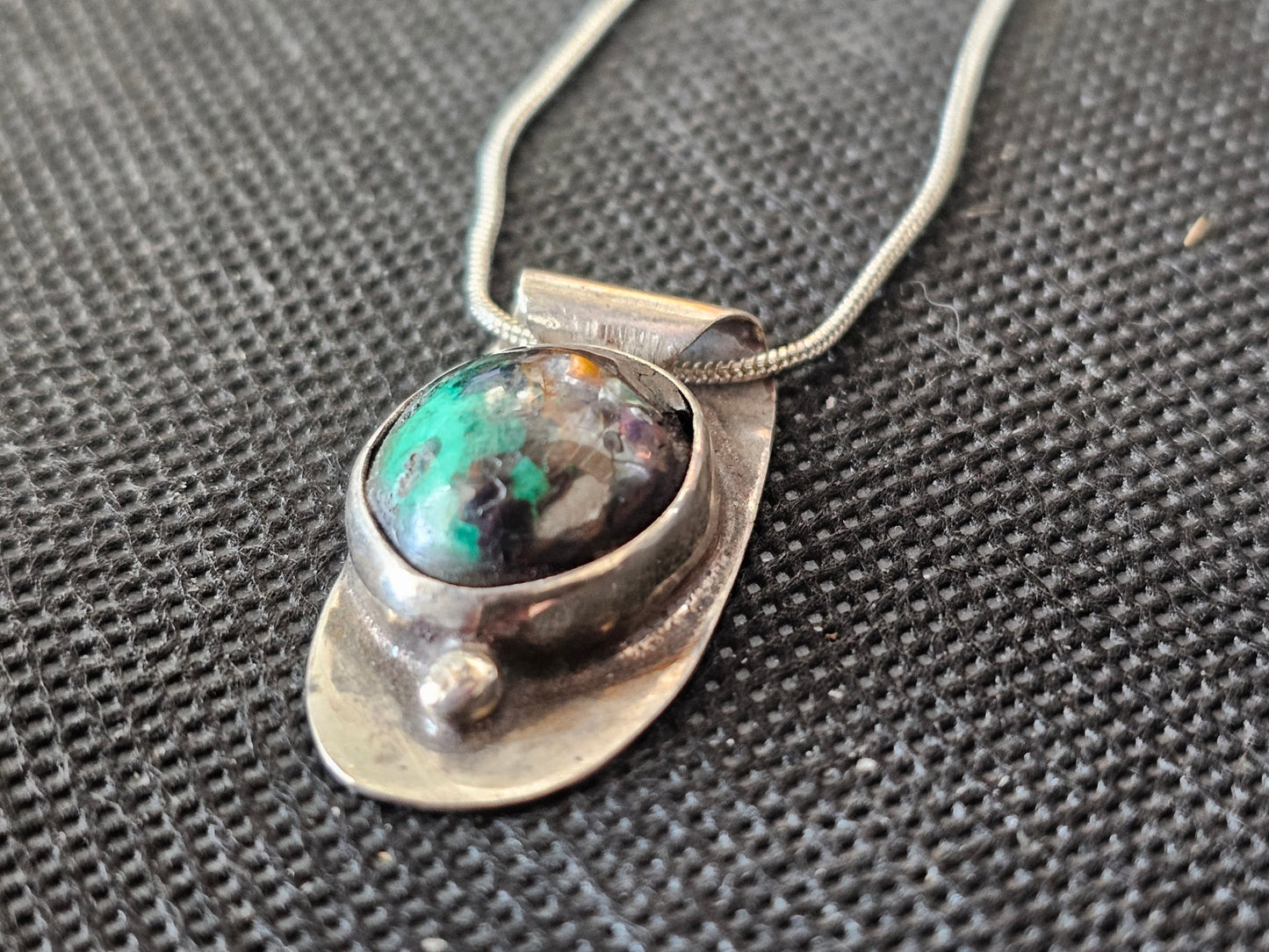 Sterling Silver Bezel Set Turquoise &amp; Malachite Pendant | Ghost Mountain Minerals
