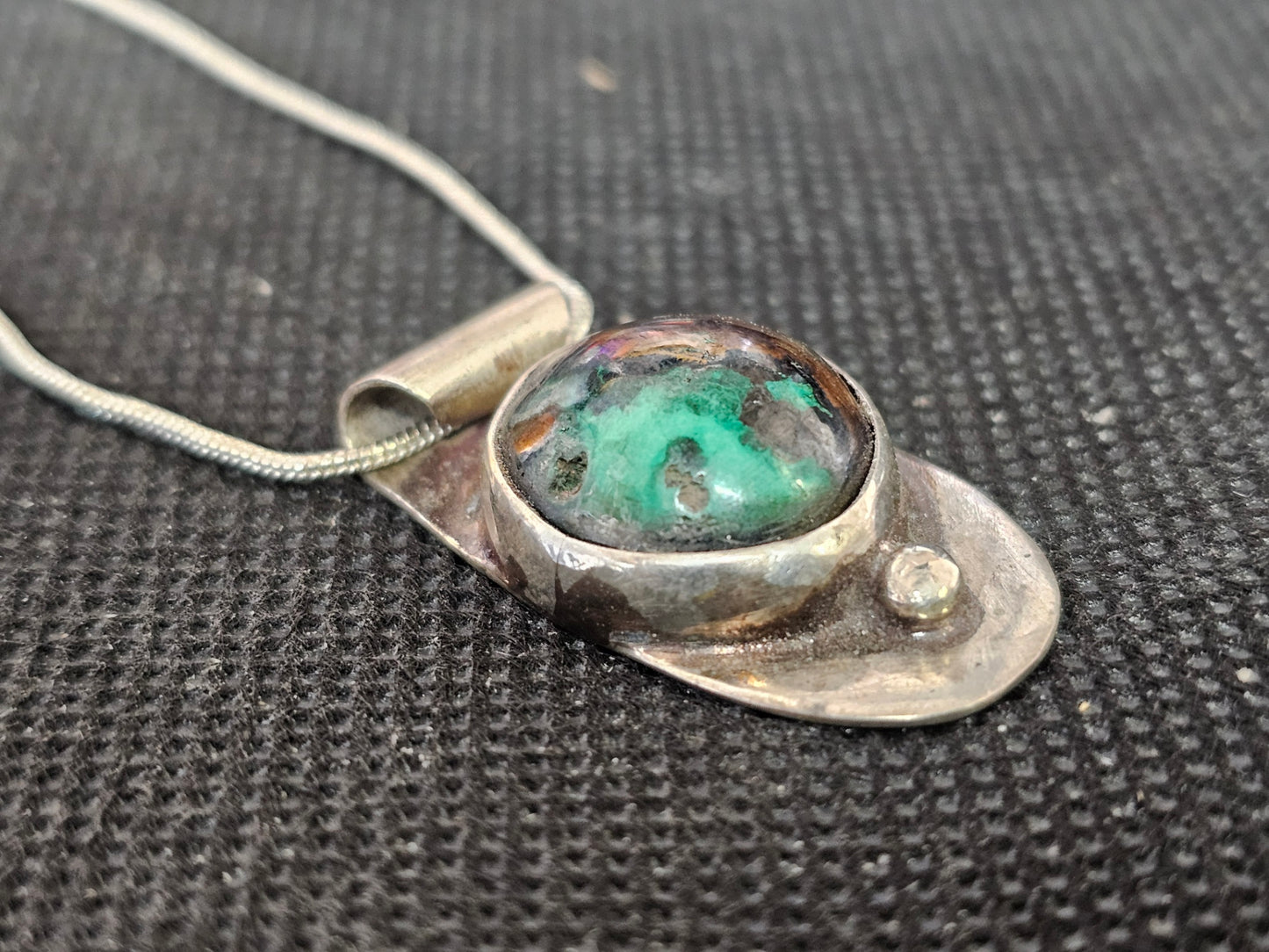 Sterling Silver Bezel Set Turquoise &amp; Malachite Pendant | Ghost Mountain Minerals