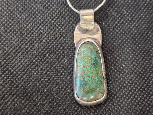 Sterling Silver Bezel Set Elongated Turquoise Pendant | Ghost Mountain Minerals - Ghost Mountain Minerals