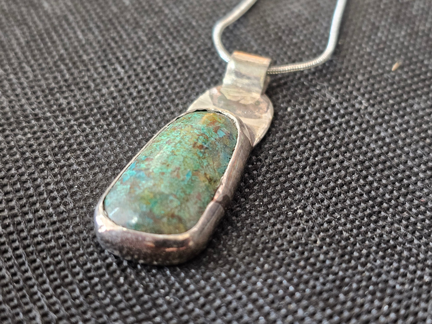 Sterling Silver Bezel Set Elongated Turquoise Pendant | Ghost Mountain Minerals
