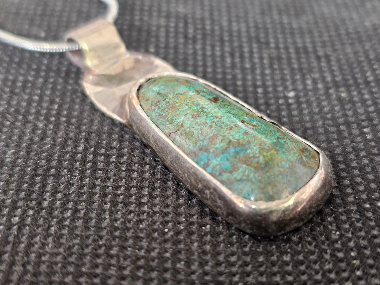 Sterling Silver Bezel Set Elongated Turquoise Pendant | Ghost Mountain Minerals