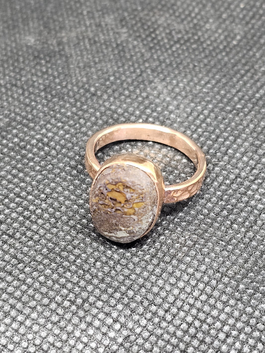 Dinosaur Bone Set in Hammered Copper Ring