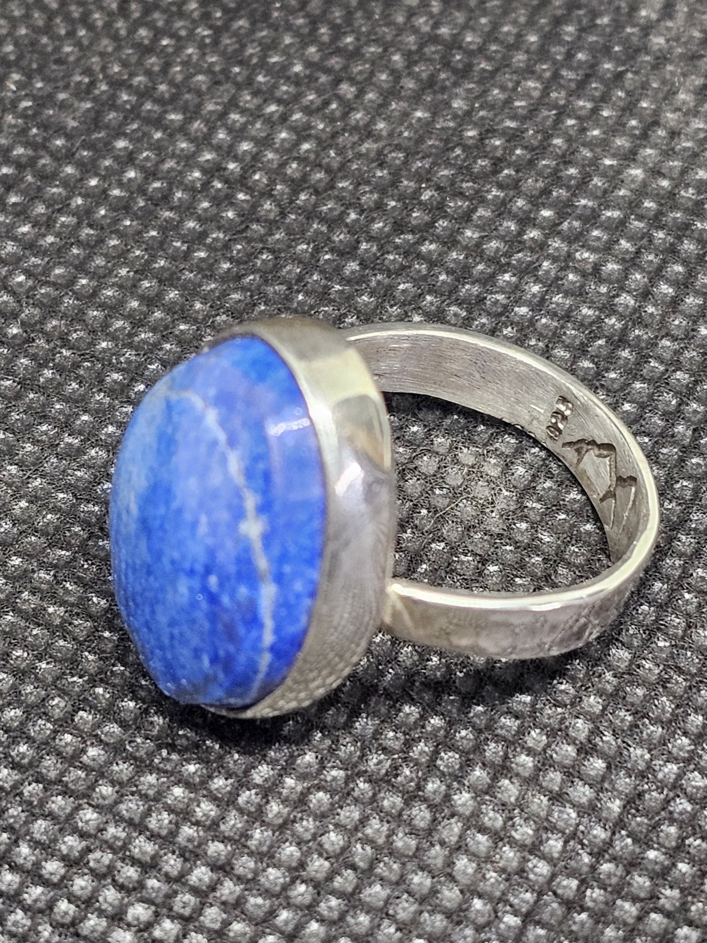 Silver Lapis Bezel Ring Size 7