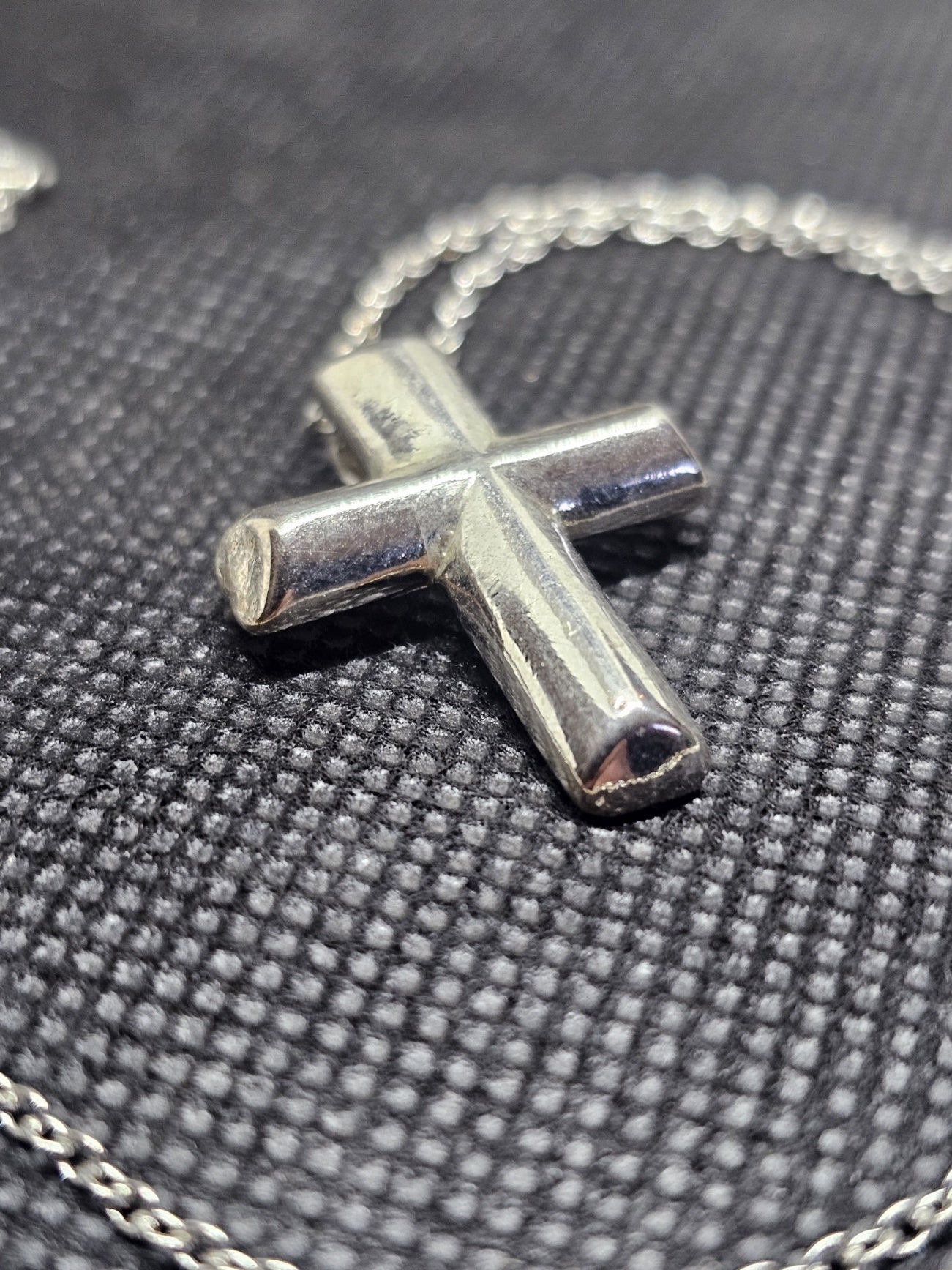 Polished Sterling Silver Cross with Chain Necklace