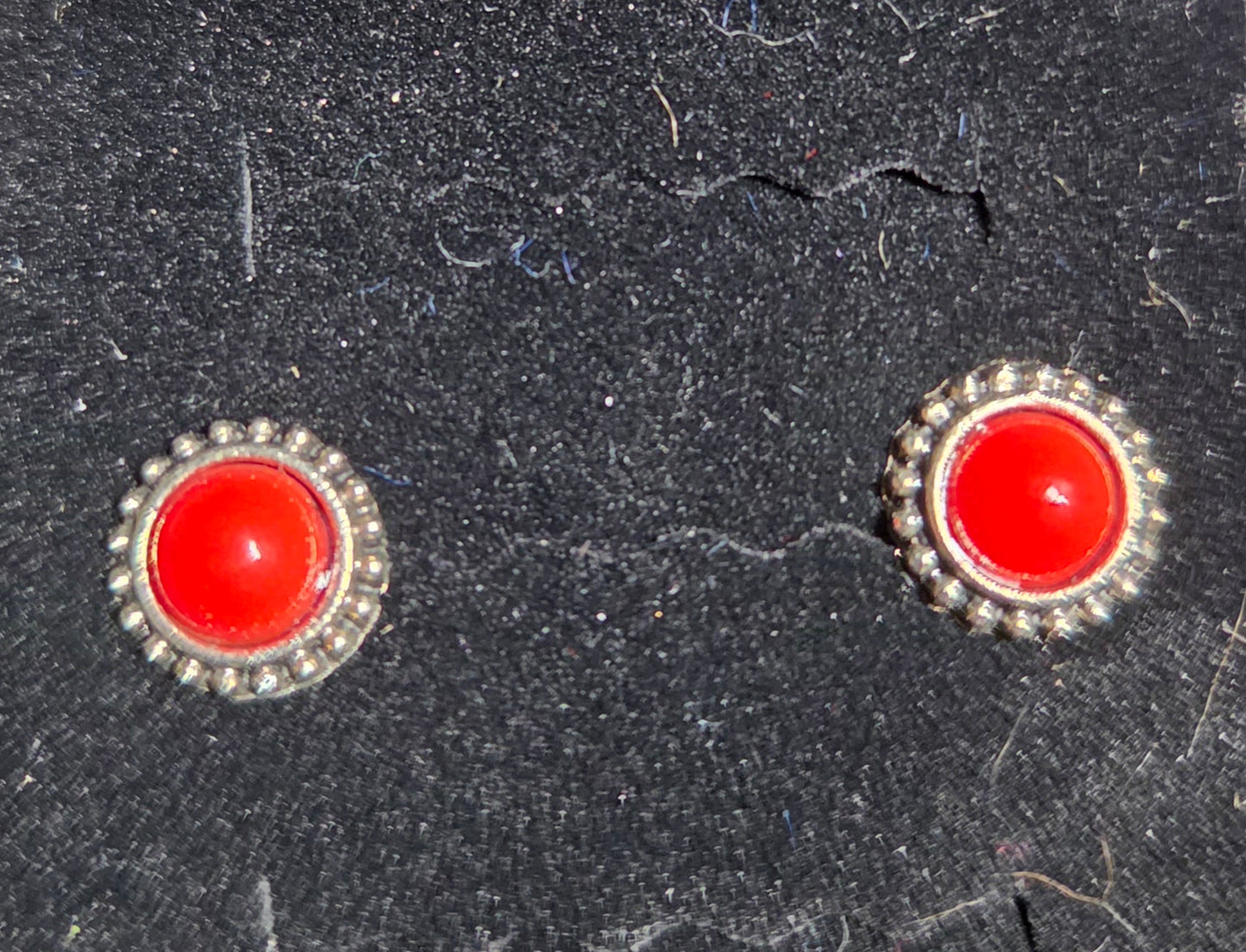 Sterling Silver Round Cabochon Red Jasper Stud Earrings