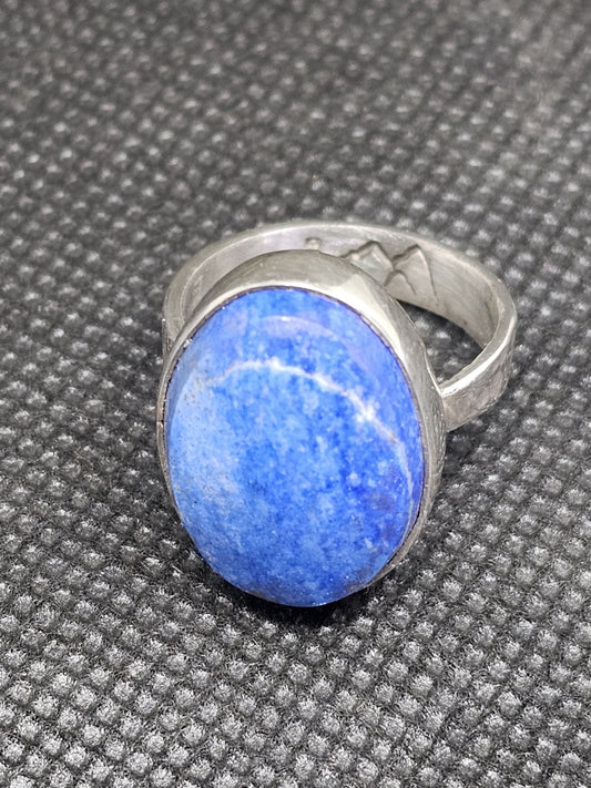 Silver Lapis Bezel Ring Size 7