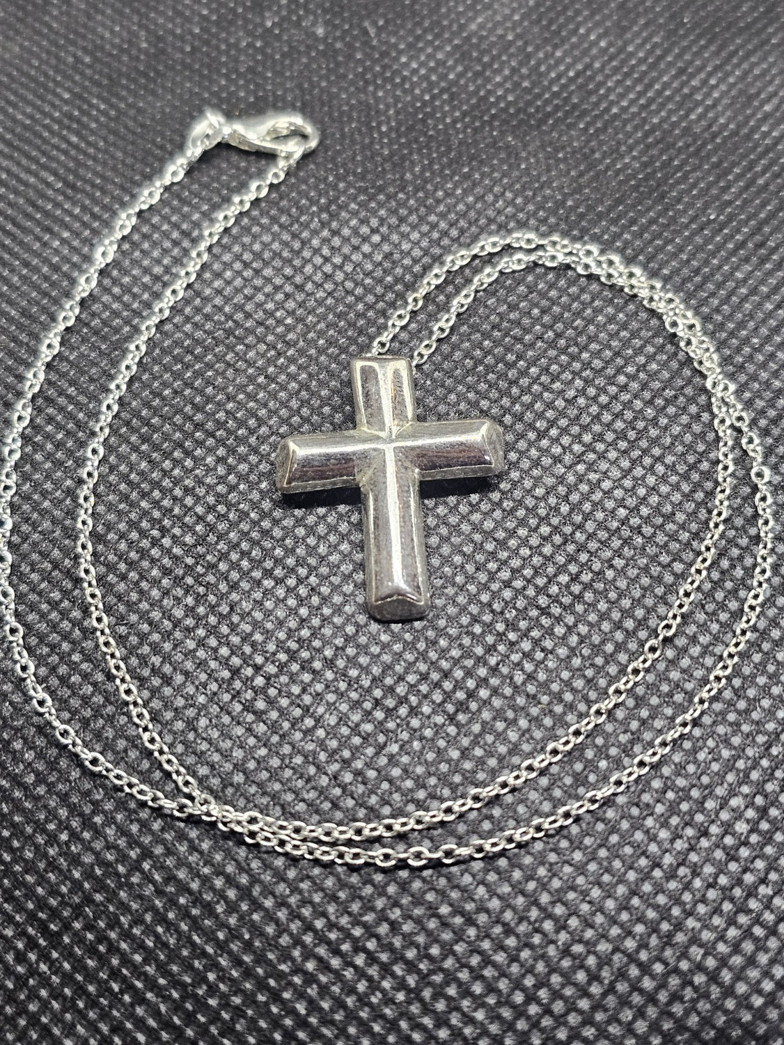 Polished Sterling Silver Cross with Chain Necklace