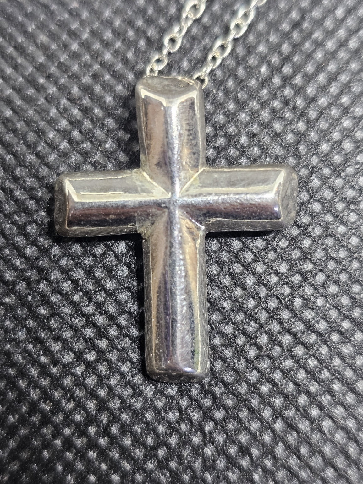 Polished Sterling Silver Cross with Chain Necklace