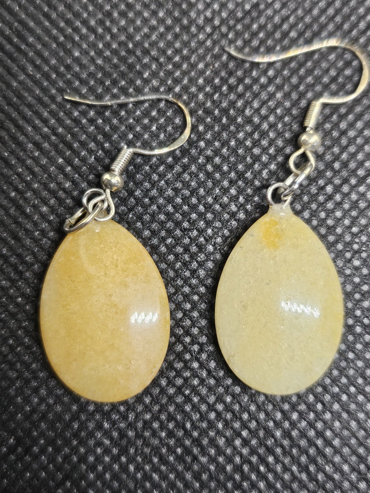 Sterling Silver Polished Cabochon Yellow Aventurine Drop Earrings
