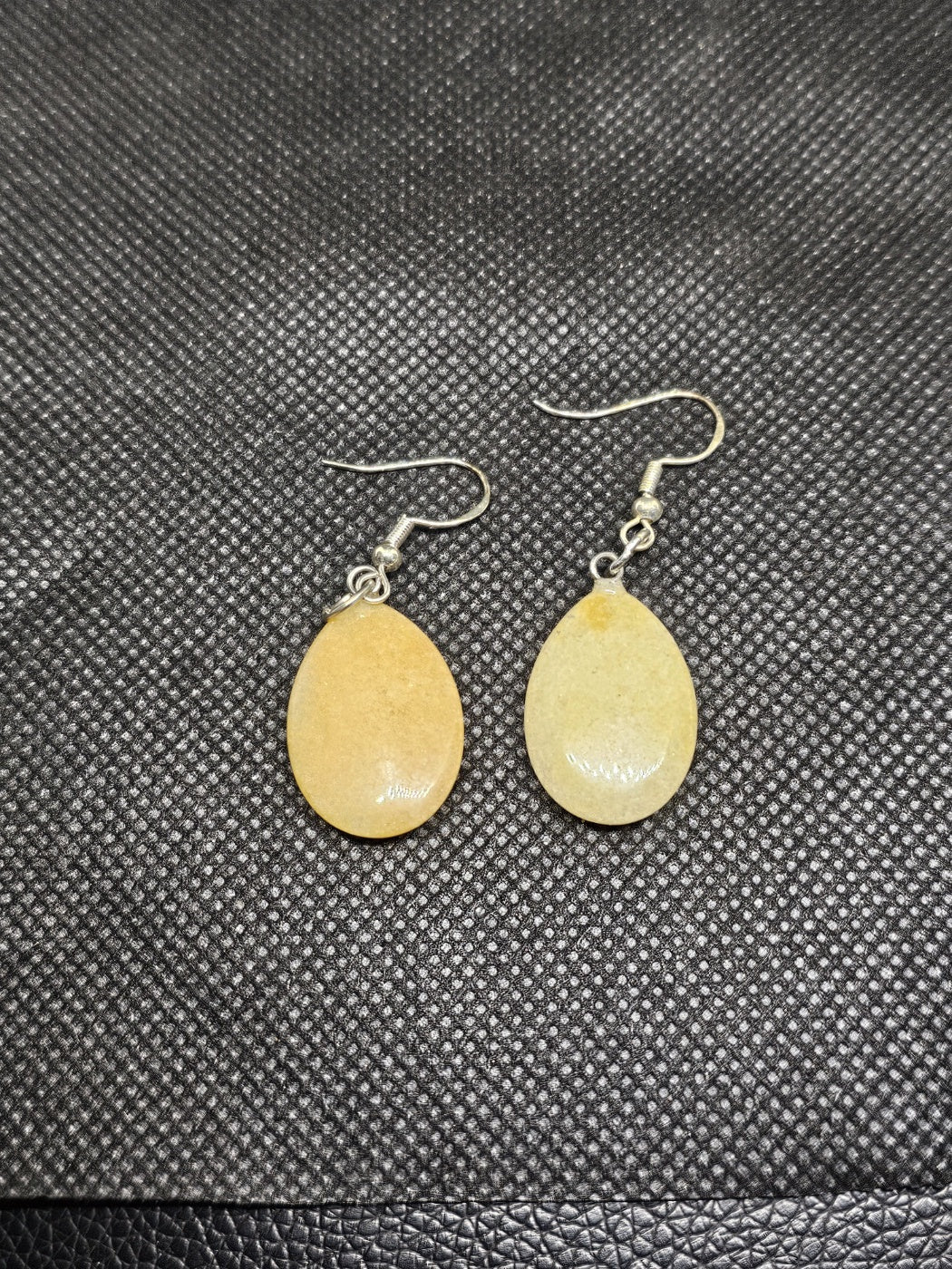 Sterling Silver Polished Cabochon Yellow Aventurine Drop Earrings