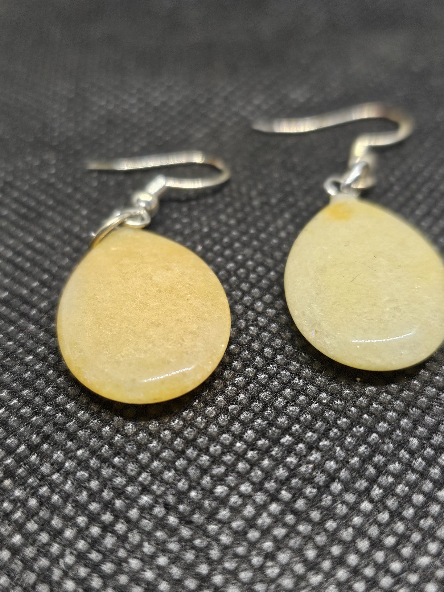 Sterling Silver Polished Cabochon Yellow Aventurine Drop Earrings